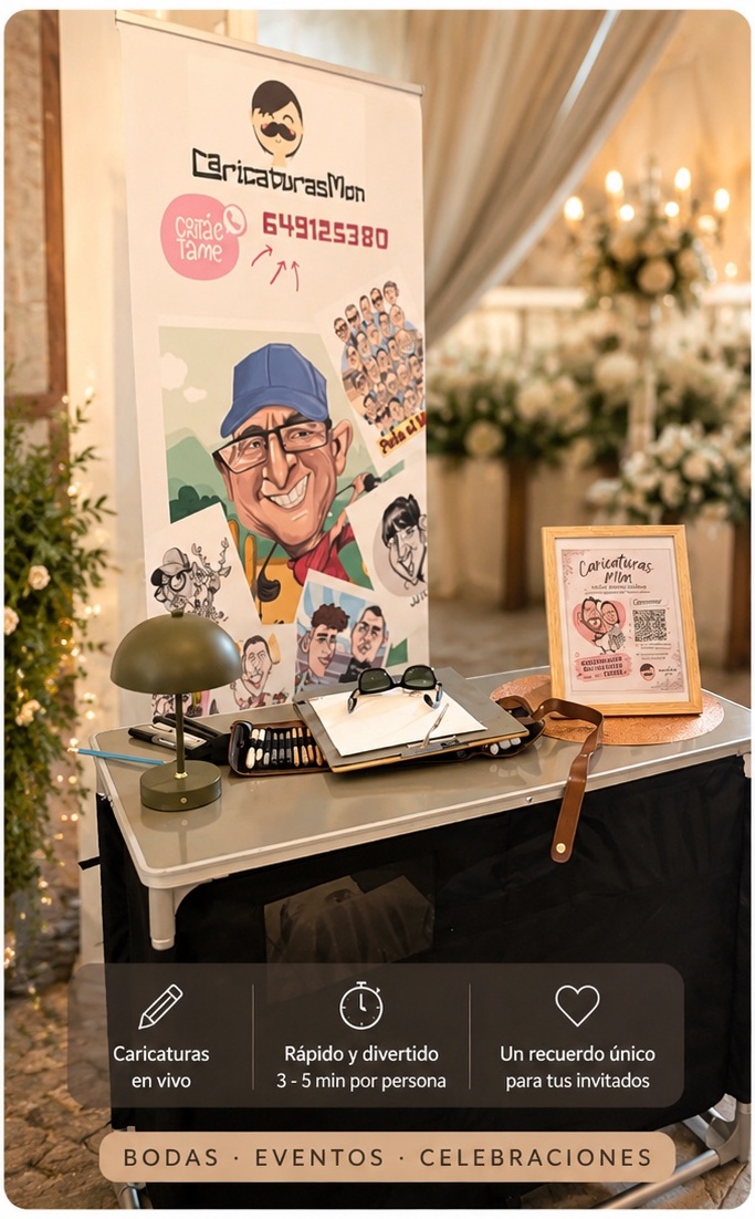 Espacio de CaricaturasMon montado en el interior de una boda