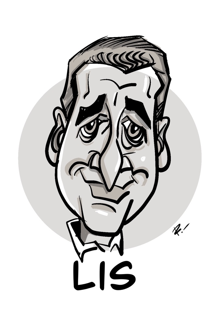 Marcasitio con caricatura en blanco y negro de Lis