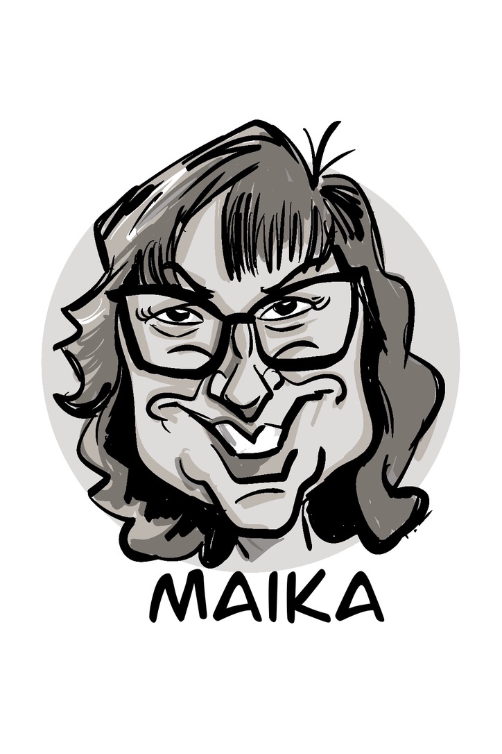 Marcasitio personalizado con caricatura de Maika y su nombre