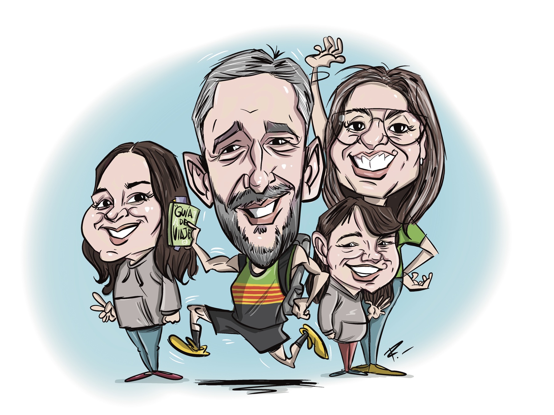 Caricatura personalizada de una familia