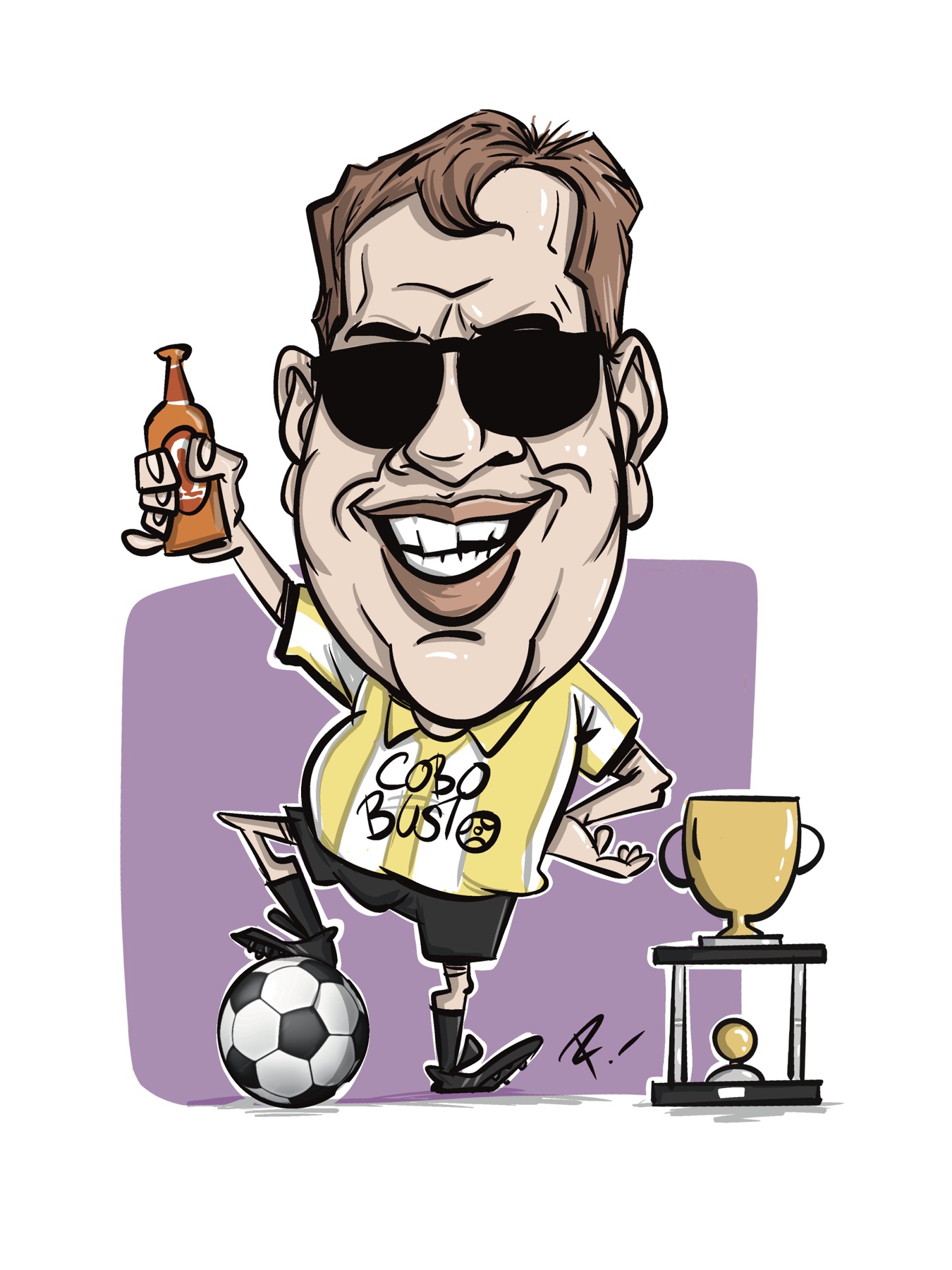 Caricatura de homenaje a un futbolista