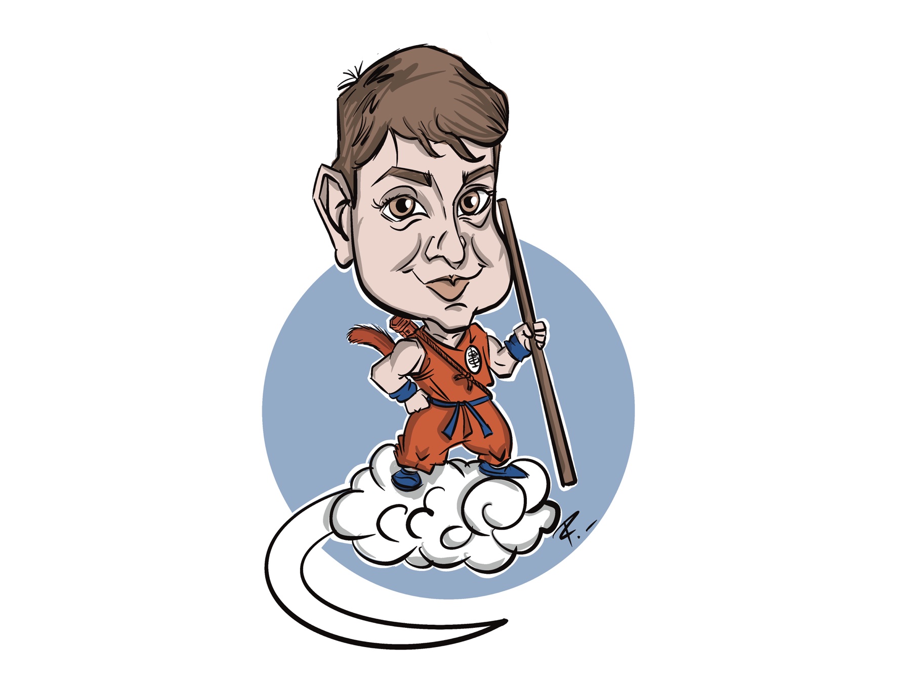 Caricatura de un futbolista inspirada en un personaje de animación