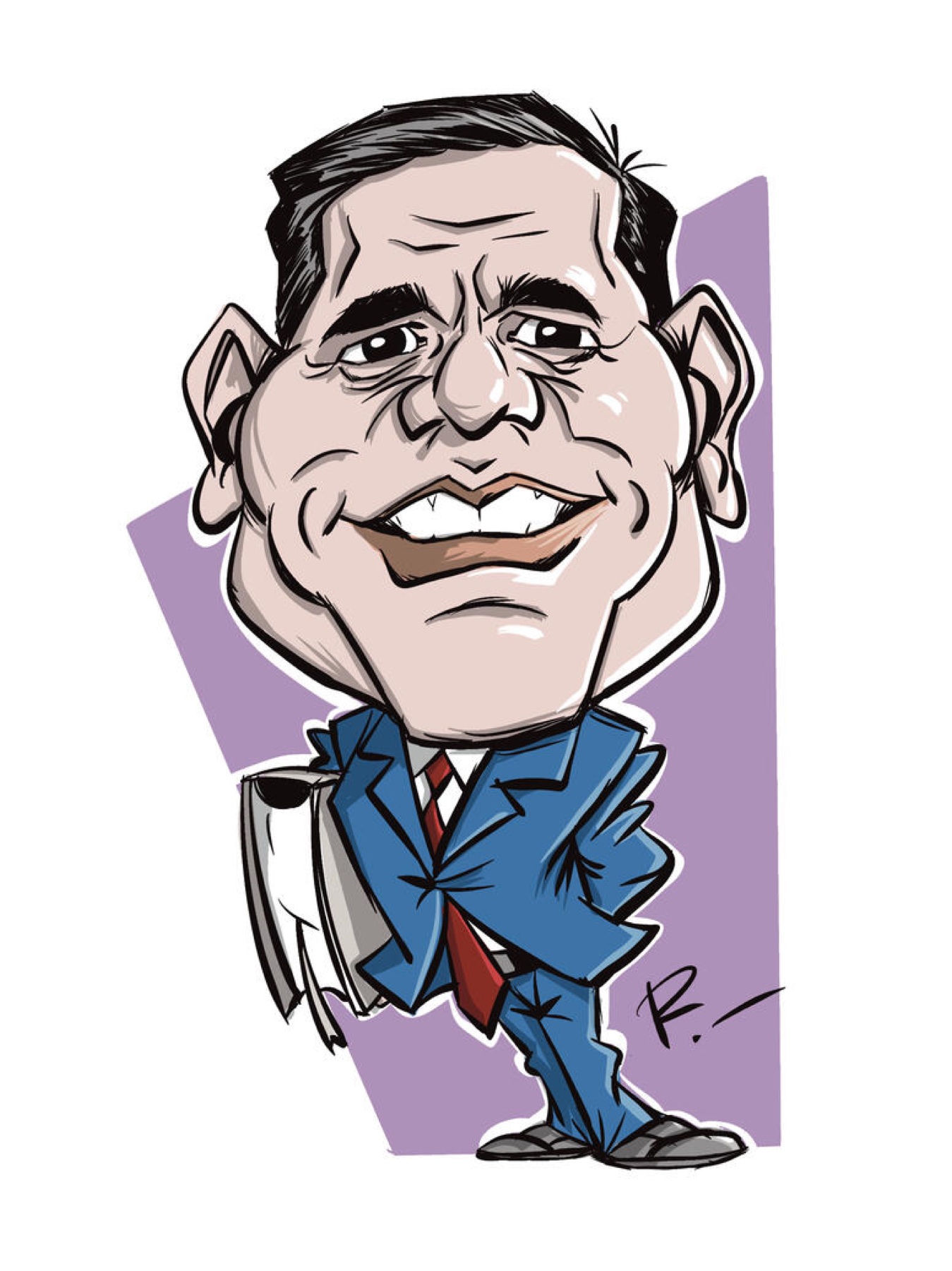 Retrato caricaturizado en color